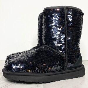 UGG Reversible Sequin Black Short Winter Boot 6